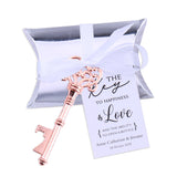 50x Rose Gold Bottle Openers Skeleton Keys with Candy Boxes Tags Wedding Favors Gifts