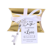 50x Wedding Favors Sets Silver Skeleton Keys Bottle Openers with Gold Candy Boxes Thank You Cards Groosmen Gifts