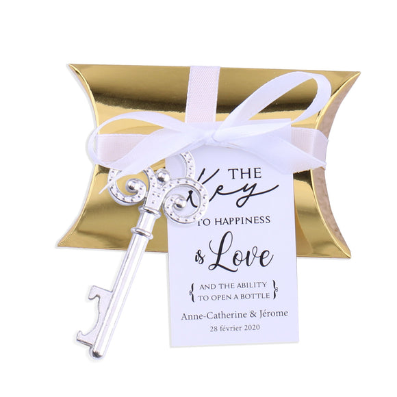 50x Wedding Favors Sets Silver Skeleton Keys Bottle Openers with Gold Candy Boxes Thank You Cards Groosmen Gifts