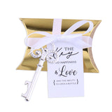 50x Wedding Favors Sets Silver Skeleton Keys Bottle Openers with Gold Candy Boxes Thank You Cards Groosmen Gifts