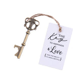50x Wedding Favors Rustic Skeleton Keys Bottle Openers with Thank You Cards Bridal Shower Guest Gifts
