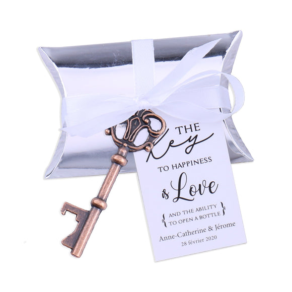 50x Wedding Favors Skeleton Keys Bottle Openers with Silver Candy Boxes Thank You Cards Bridal Shower Rustic Gifts
