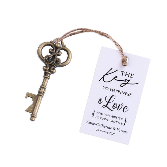 50x Wedding Favors Rustic Skeleton Keys Bottle Openers with Thank You Cards Bridal Shower Guest Gifts