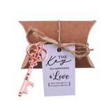 50x Rose Gold Bottle Openers Skeleton Keys with Candy Boxes Tags Wedding Favors Gifts