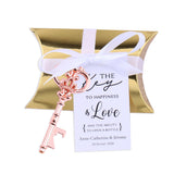 50x Rose Gold Bottle Openers Skeleton Keys with Candy Boxes Tags Wedding Favors Gifts