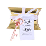 50x Rose Gold Bottle Openers Skeleton Keys with Candy Boxes Tags Wedding Favors Gifts