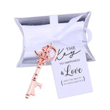 50x Rose Gold Bottle Openers Skeleton Keys with Candy Boxes Tags Wedding Favors Gifts