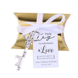 50x Wedding Favors Sets Silver Skeleton Keys Bottle Openers with Gold Candy Boxes Thank You Cards Groosmen Gifts