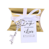 50x Wedding Favors Sets Silver Skeleton Keys Bottle Openers with Gold Candy Boxes Thank You Cards Groosmen Gifts