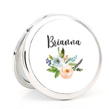 Personalized Floral Compact Mirror Bridesmaid Proposal Gift, Monogram Initials Wedding
