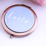 Personalized Compact Mirror Tropical Style Palm Leaves Wedding Gifts for Her