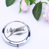 Personalized Compact Mirror Tropical Style Palm Leaves Folding Makeup Wedding