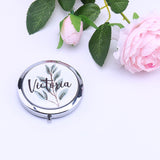 Personalized Compact Mirror Tropical Style Palm Leaves Makeup Bridesmaid Gifts for Her