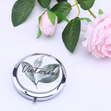 Personalized Compact Mirror Tropical Style Palm Leaves Folding Makeup Wedding
