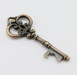 wadbeev® Assorted Vintage Wedding Favor Skeleton Key Shaped Bottle Opener Copper (Set of 8)