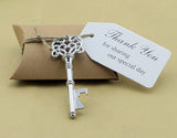 wadbeev® Favor Box w/ Silver Skeleton Key Bottle Opener and Escort Card Wedding Party Favor