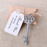 wadbeev® Favor Box w/ Silver Skeleton Key Bottle Opener and Escort Card Wedding Party Favor