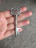 Vintage Wedding Favor Skeleton Key Shaped Bottle Opener - Silver (NBOS)