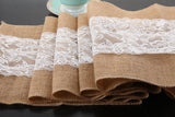 Natural Burlap Table Runner with Lace Rustic Decor