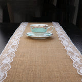 Natural Burlap Table Runner with Lace Rustic Wedding Décor