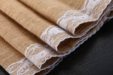 Natural Burlap Table Runner with Lace Rustic Wedding Décor