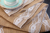 Natural Burlap Table Runner with Lace Rustic Wedding Décor