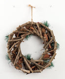 Natural Birch Christmas Wreath with Pinecones Snowy Winter Door Wreath