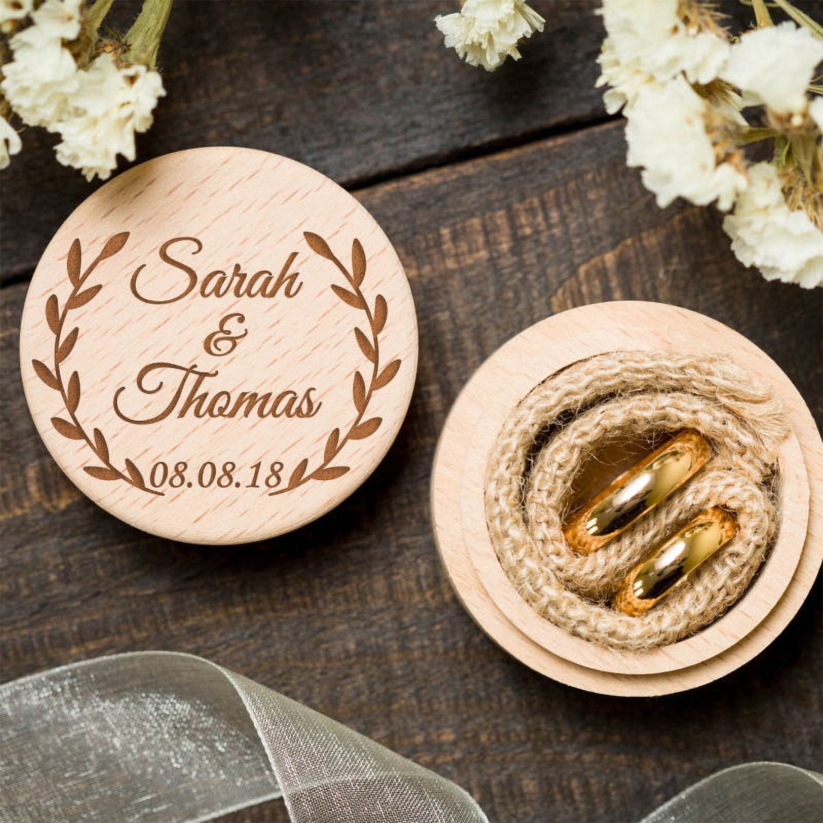 Personalized Wedding Ring Box Proposal Engagement Holder Clear Glass Bearer  Keepsake Box Birthday Decoration