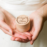 Personalized Wood Ring Holder Wedding Ring Bearer Engraved Gift Jewelry Box Rustic Chic