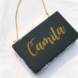 Personalized Acrylic Purse Shoulder Bag Clutch Crossbody Gold Chain Bridesmaid Gift