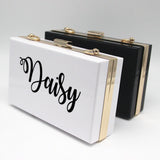 Personalized Acrylic Purse Shoulder Bag Clutch Crossbody Gold Chain Bridesmaid Gift