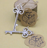 Wedding Favor Skeleton Key Bottle Opener with For You Tag Stamped - Silver