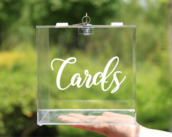 Acrylic Card Box with Lock Crystal Display Party Holder Keepsake (Cards)
