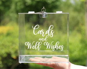 Acrylic Card Box with Lock Crystal Display Party Holder Keepsake (Cards and Well Wishes)