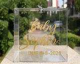 Personalized Acrylic Baby Shower Card Box Your Custom Name Due Date Wishing Well