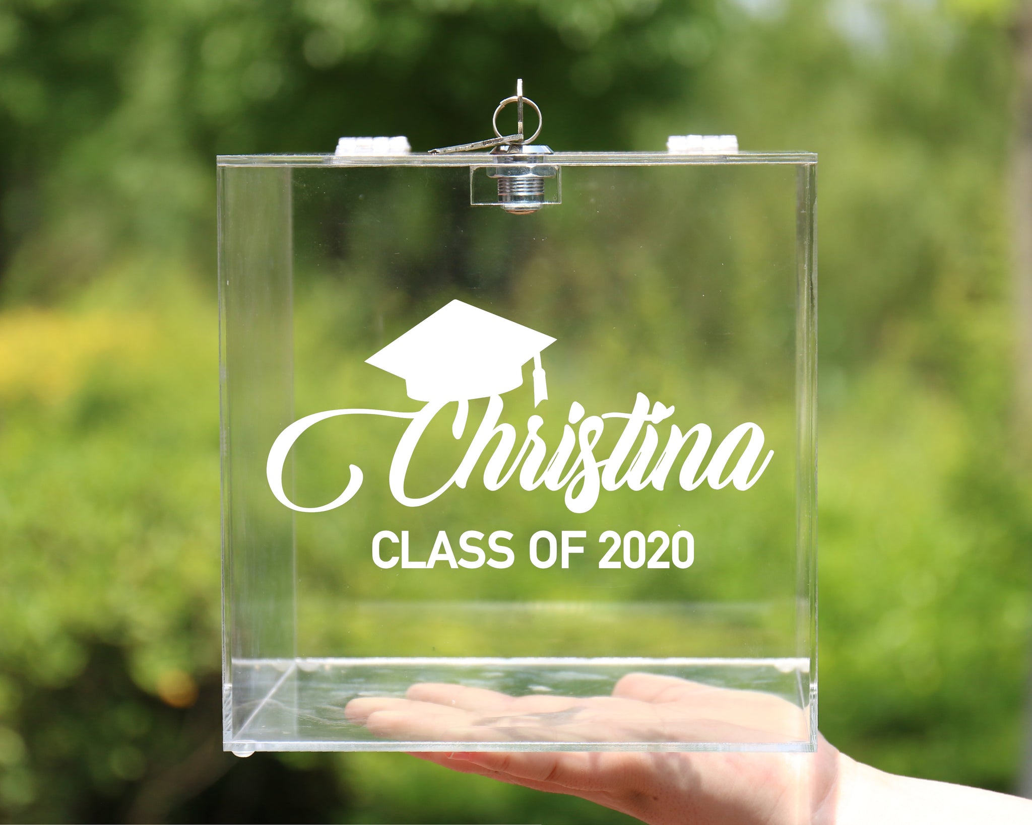 Personalized Graduation Party Card Box for Ceremony with Hinged Lid and Key Acrylic Money Gift Holder Envelop Keepsake Box Your Name Date Wadbeev Personalized Graduation Party Card Box for Ceremony with Hinged Lid and Key Acrylic Money Gift Holder Envelop Keepsake Box Your Name Date Wadbeev