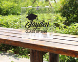 Personalized Graduation Party Card Box for Ceremony with Hinged Lid and Key Acrylic