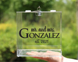 Personalized Wedding Card Box for Reception Anniversary Lid and Key Acrylic Money Gift