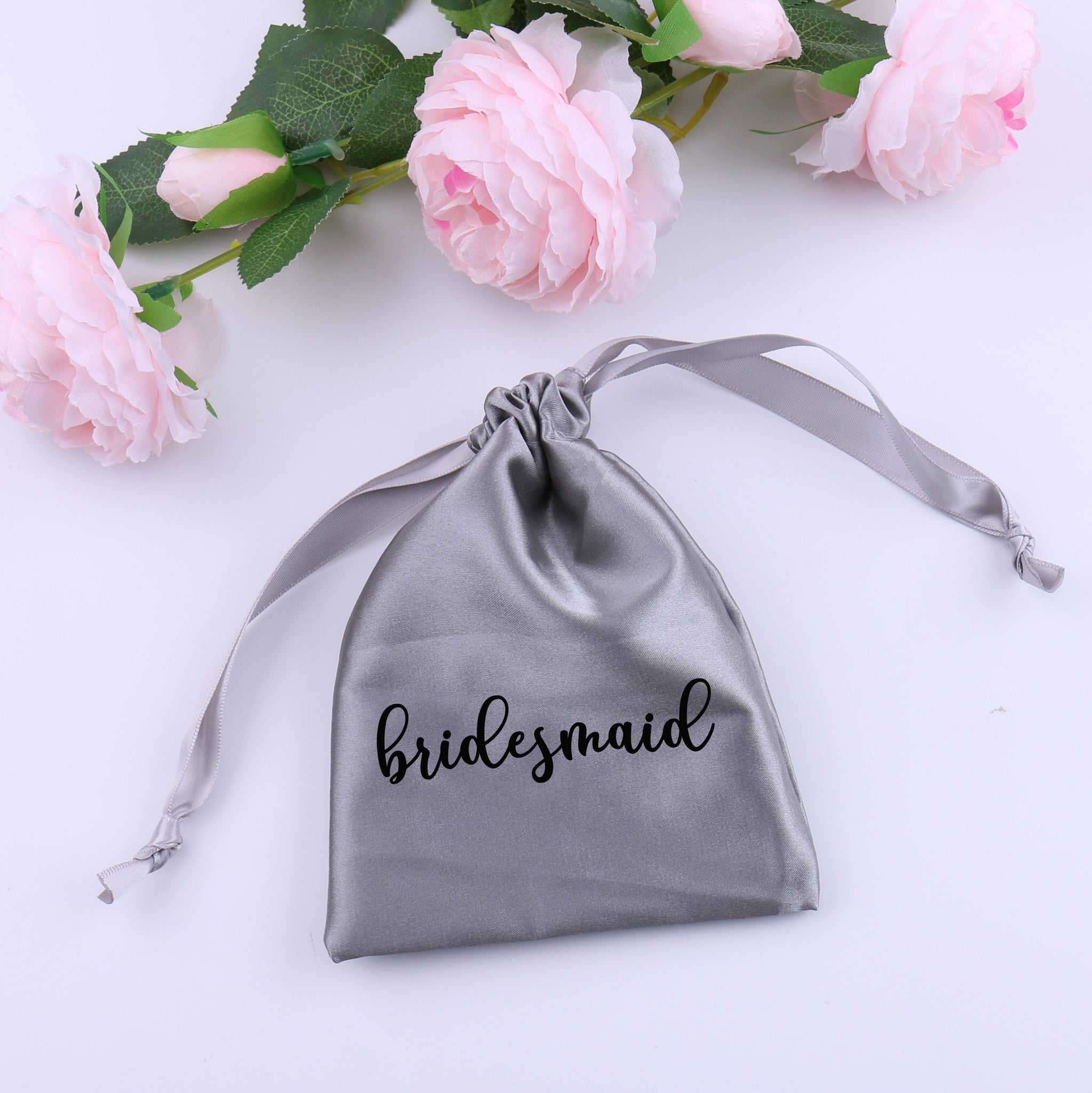 Personalized Satin Drawstring Gift Bag Jewelry Pouch Your Custom Name Text  Wedding Favor Party Candy Bag – Wadbeev