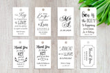 100x Personalized Gift Hang Tags, Wedding Party Favors Cards Custom Your Names Date