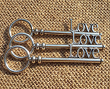 Rustic Natural Burlap Bags w/ Love Skeleton Key Charm Wedding Favor Holder