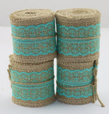 Natural Burlap Jute Rolls with Lace Ribbon (Set of 4)