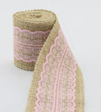 Natural Burlap Jute Rolls with Lace Ribbon (Set of 4)