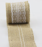 Natural Burlap Jute Rolls with Lace Ribbon (Set of 4)