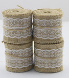 Natural Burlap Jute Rolls with Lace Ribbon (Set of 4)