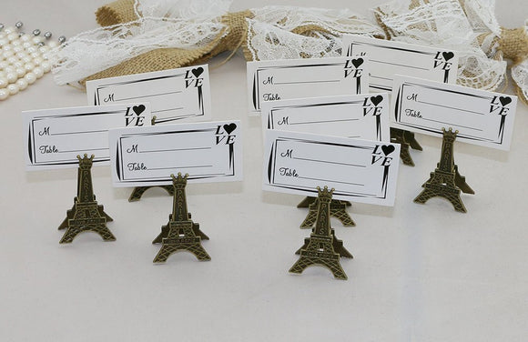 Paris Eiffel Tower Place Card Holder Photo Holders Clips (Set of 10)