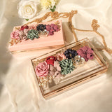 Transparent Wedding Clutch Purse Flower Pearl Acrylic Clutch Bags