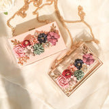 Transparent Wedding Clutch Purse Flower Pearl Acrylic Clutch Bags