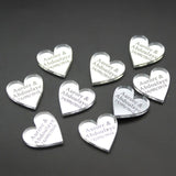 50pcs Personalized Engraved Name Card Mirror / Clear MR & MRS Surname Love Heart