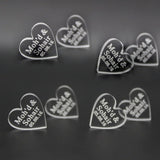 50pcs Personalized Engraved Name Card Mirror / Clear MR & MRS Surname Love Heart